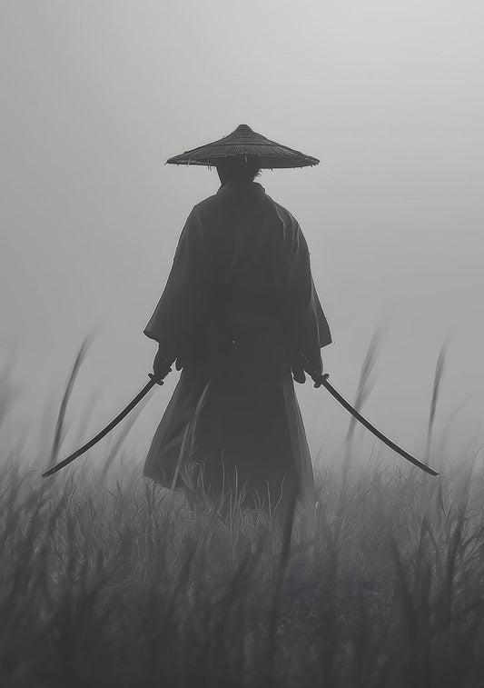 Monochrome Samurai Wall Art – Cinematic Warrior Canvas Print