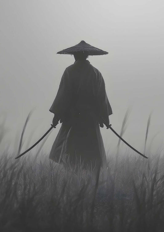 Monochrome Samurai Wall Art – Cinematic Warrior Canvas Print