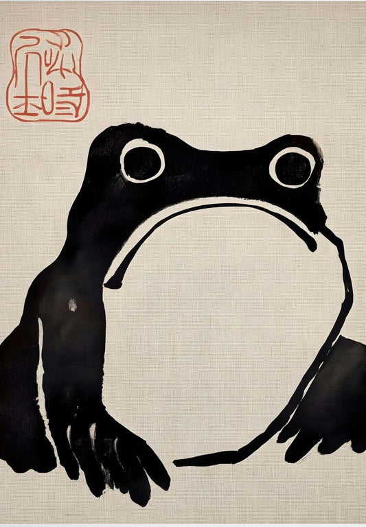 Japanese ink frog wall art-Zen Frog