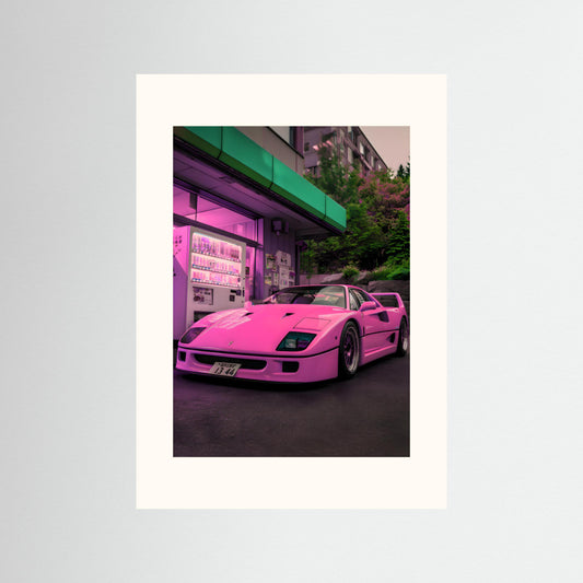 Neon Night Supercar Wall Art – Pink Cinematic JDM Canvas Print