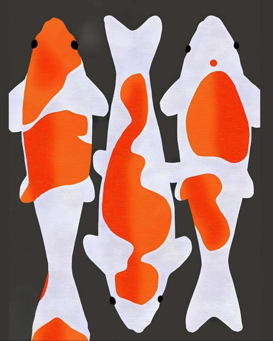 Abstract Koi Fish Art | Minimalist Orange White Print