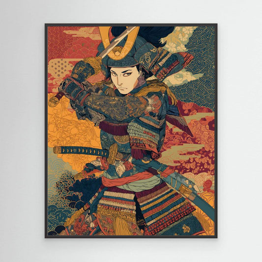 Japanese Warrior Woman Katana Ukiyo-e Poster