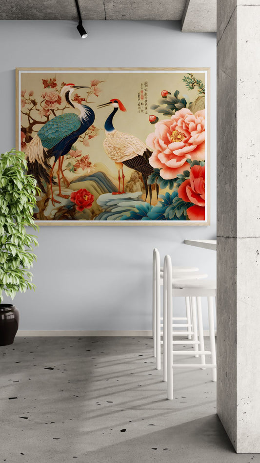 Japanese Cranes Wall Art – Eternal Harmony Artwork