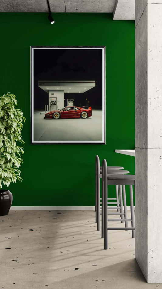 red supercar wall art-Midnight Fuel Stop Wall Art