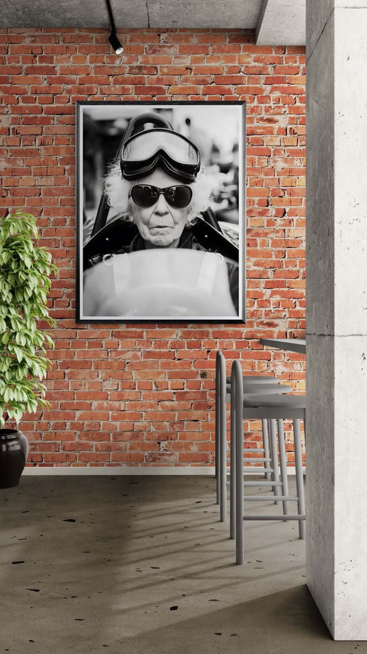 Black & White Racing Portrait Wall Art – Vintage Motorsport Print