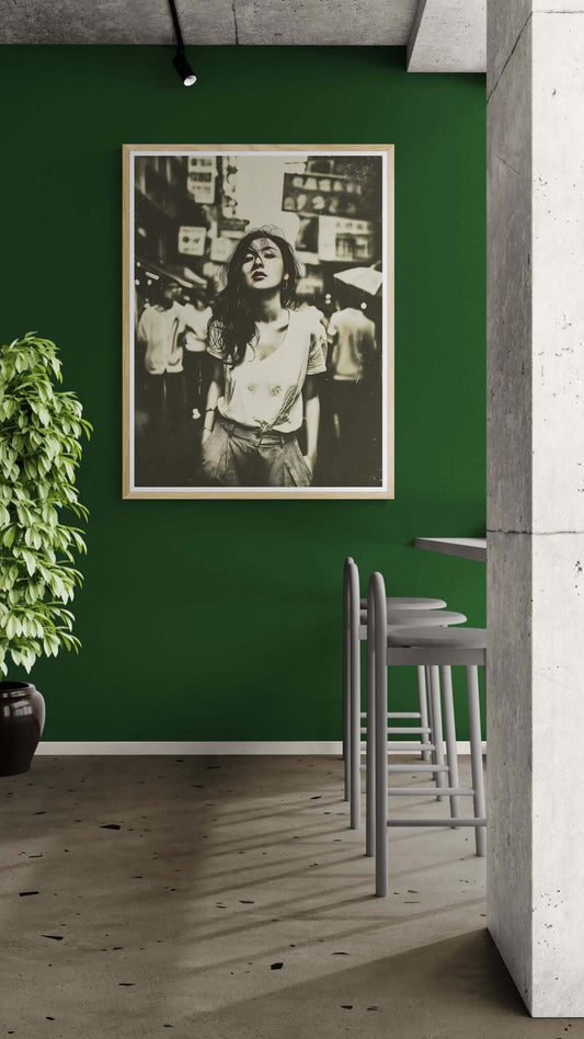 Vintage Urban Street Portrait Wall Art – Cinematic Black & White Photography Print