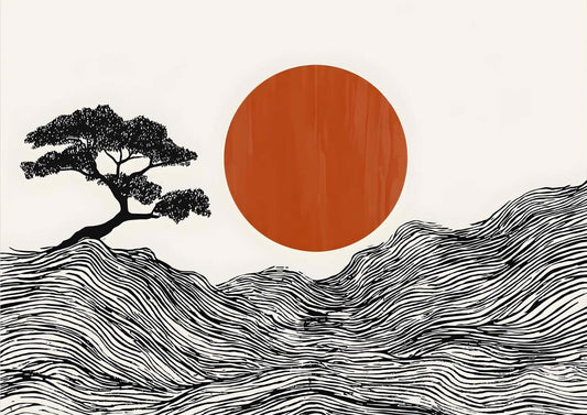 Japandi minimalist wall art-Rising Stillness