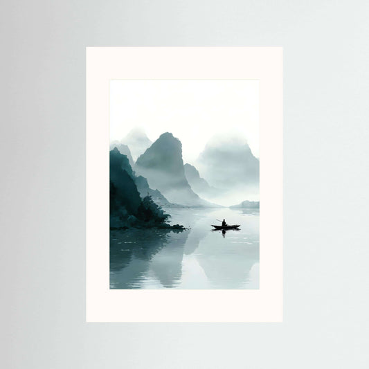 misty Japanese landscape wall art-Still Waters