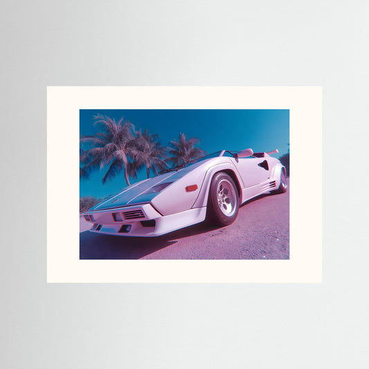 Palm Drive Supercar Wall Art – Retro Exotic Convertible Canvas Print