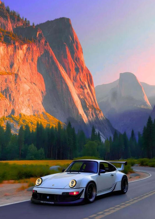 RWB Porsche 911 Yosemite Mountains Art Print