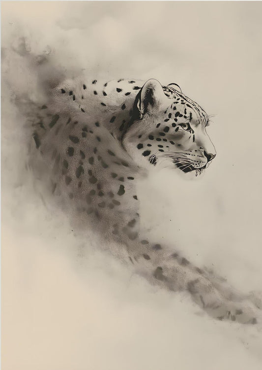 Silent Leopard – Minimalist Wildlife Wall Print