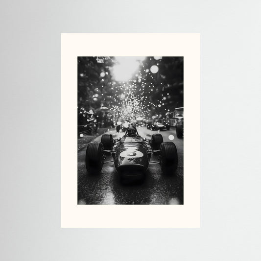 Vintage Formula Racing Wall Art – Black & White Motorsport Photography Print