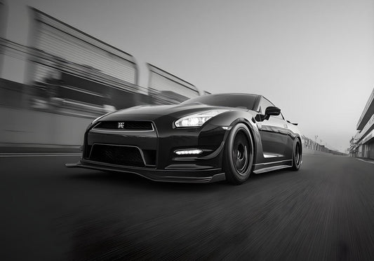 Nissan GT-R Black and White Track Performance
