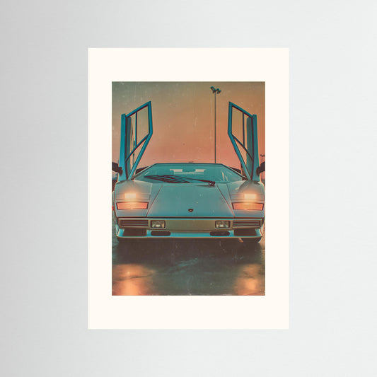 Icon Awakened Wall Art – Retro Supercar Canvas Print with Scissor Doors