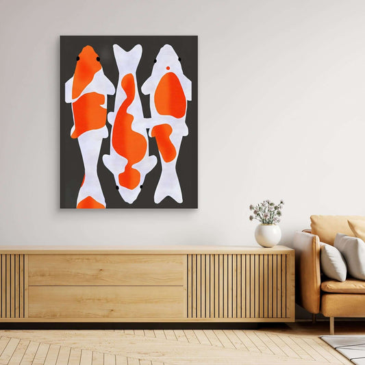 Abstract Koi Fish Art | Minimalist Orange White Print