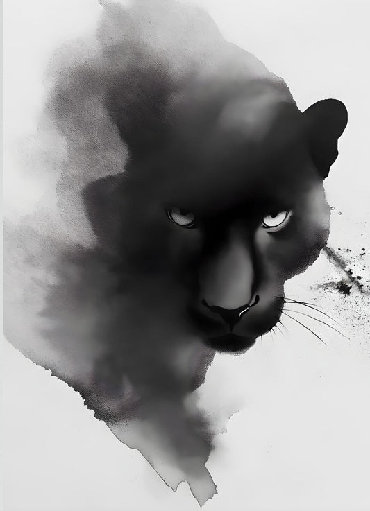 Ink Panther – Monochrome Abstract Animal Wall Art