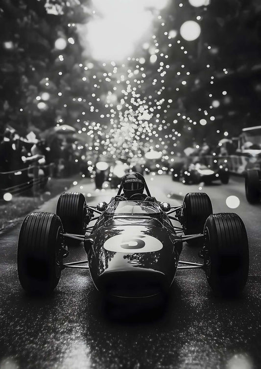 Vintage Formula Racing Wall Art – Black & White Motorsport Photography Print