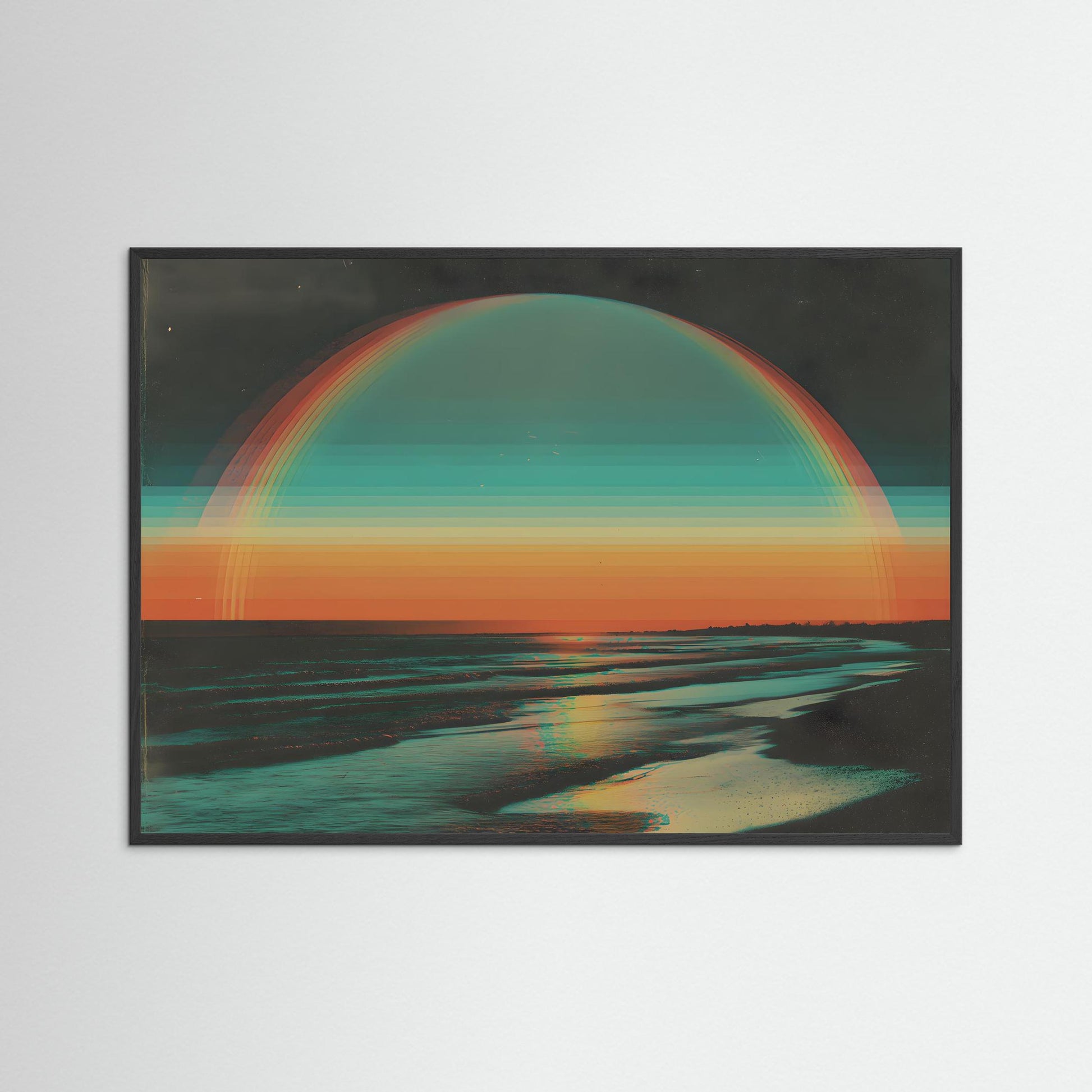 Horizon Echo – Abstract Sunset Ocean Canvas Art Print