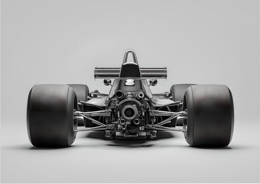 Formula Race Car Rear View – Black and White