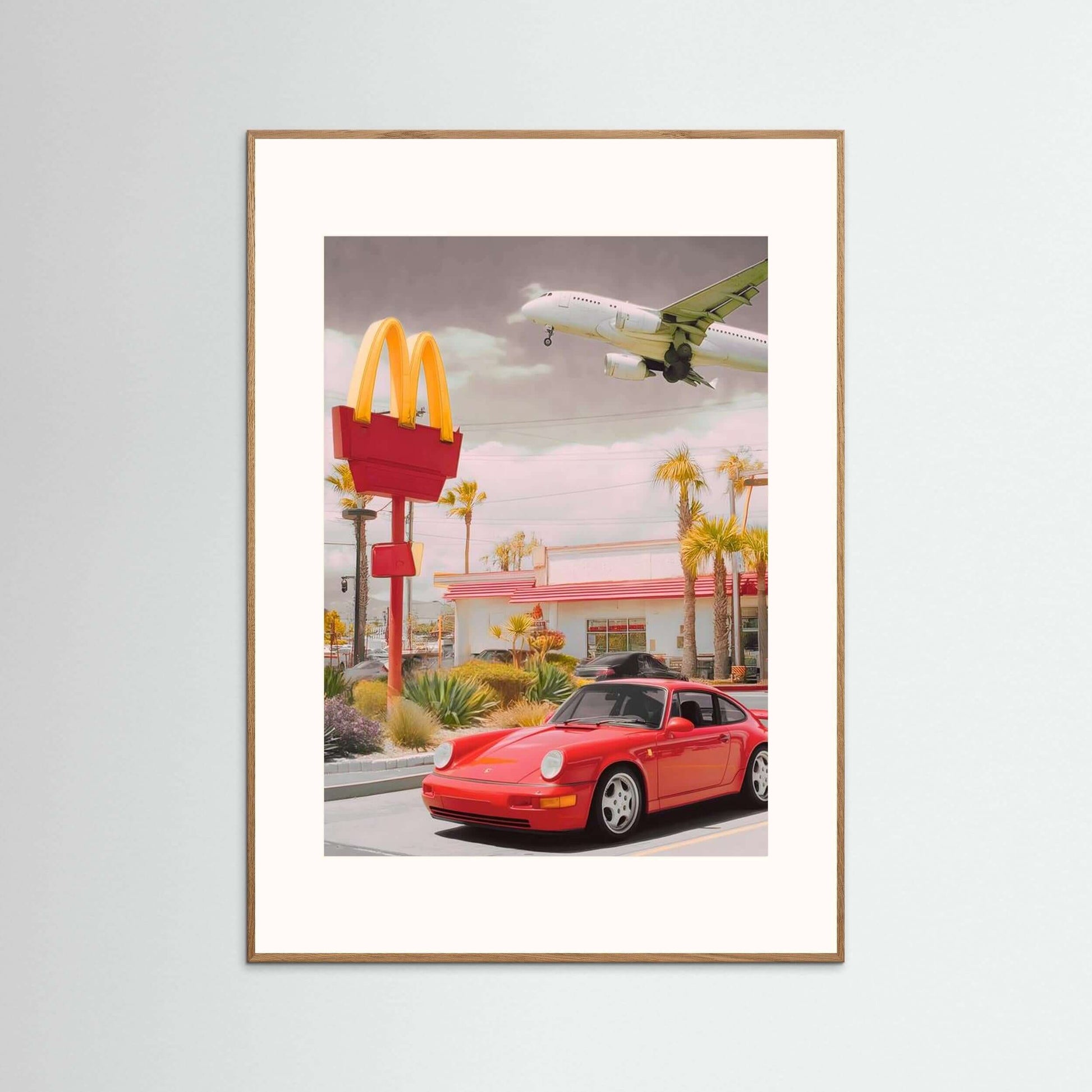Retro McDonald's Drive-Thru Porsche 911 Airplane Art Print