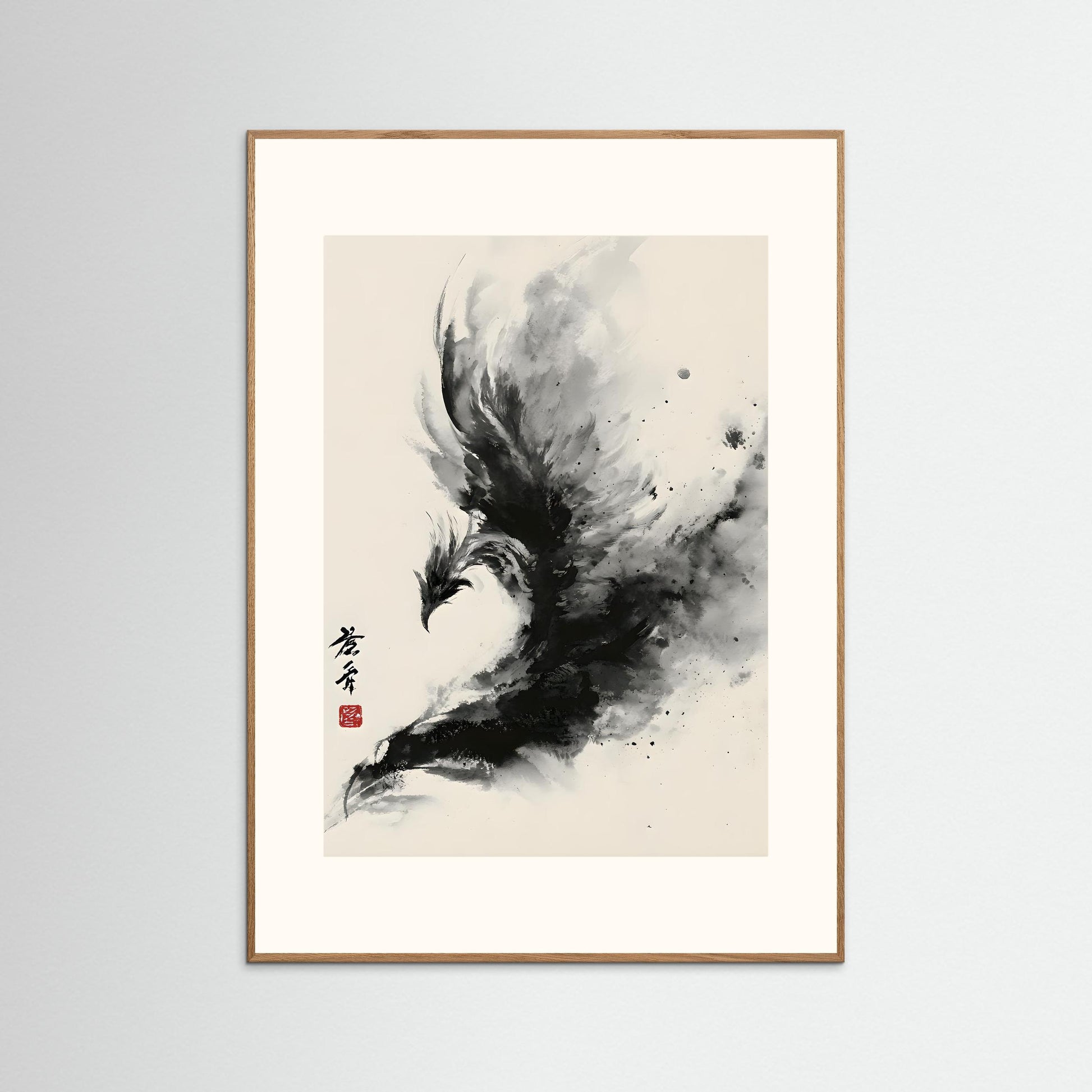 Ink Phoenix – Japanese Sumi-e Abstract Wall Art