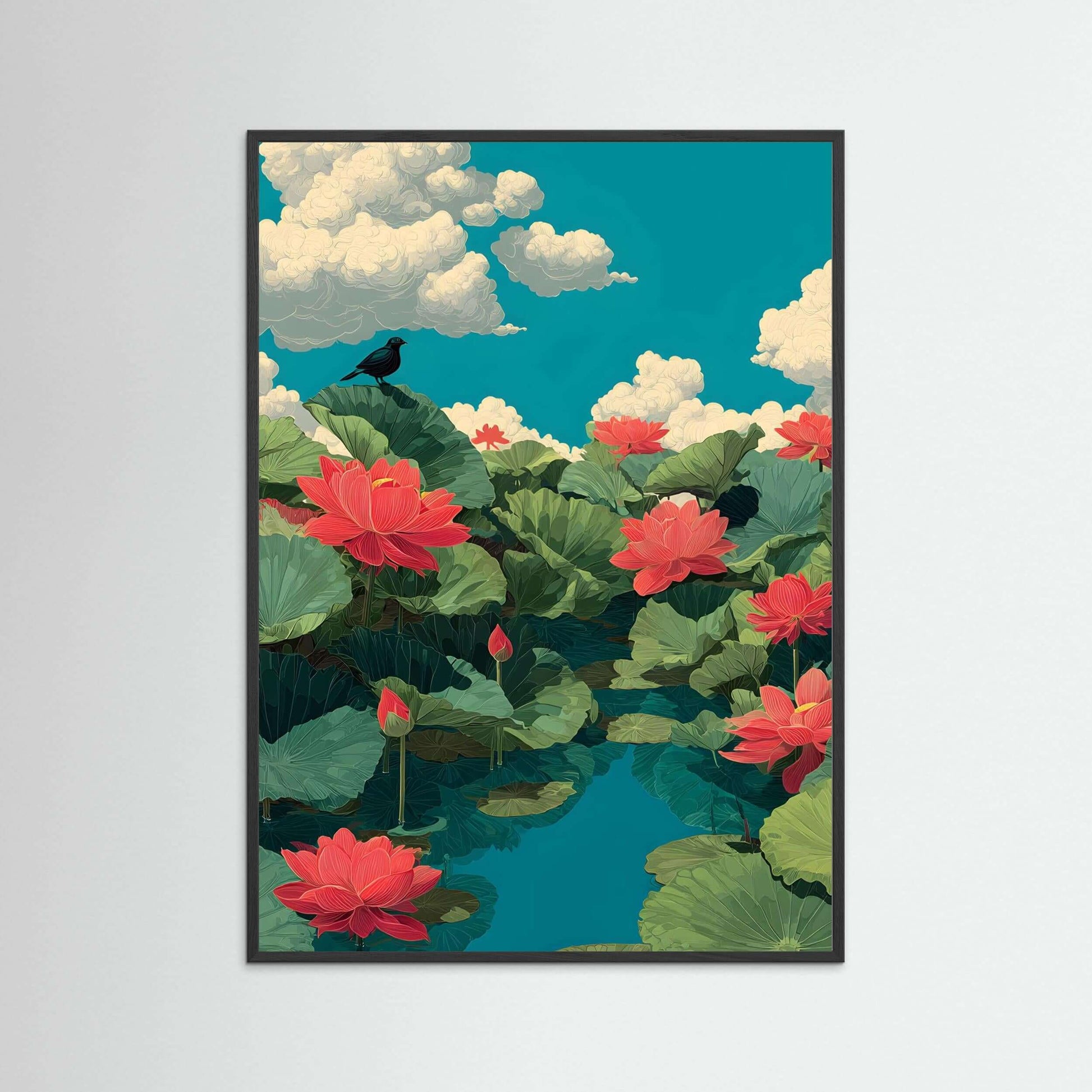 Japandi botanical wall art print-Lotus Harmony 