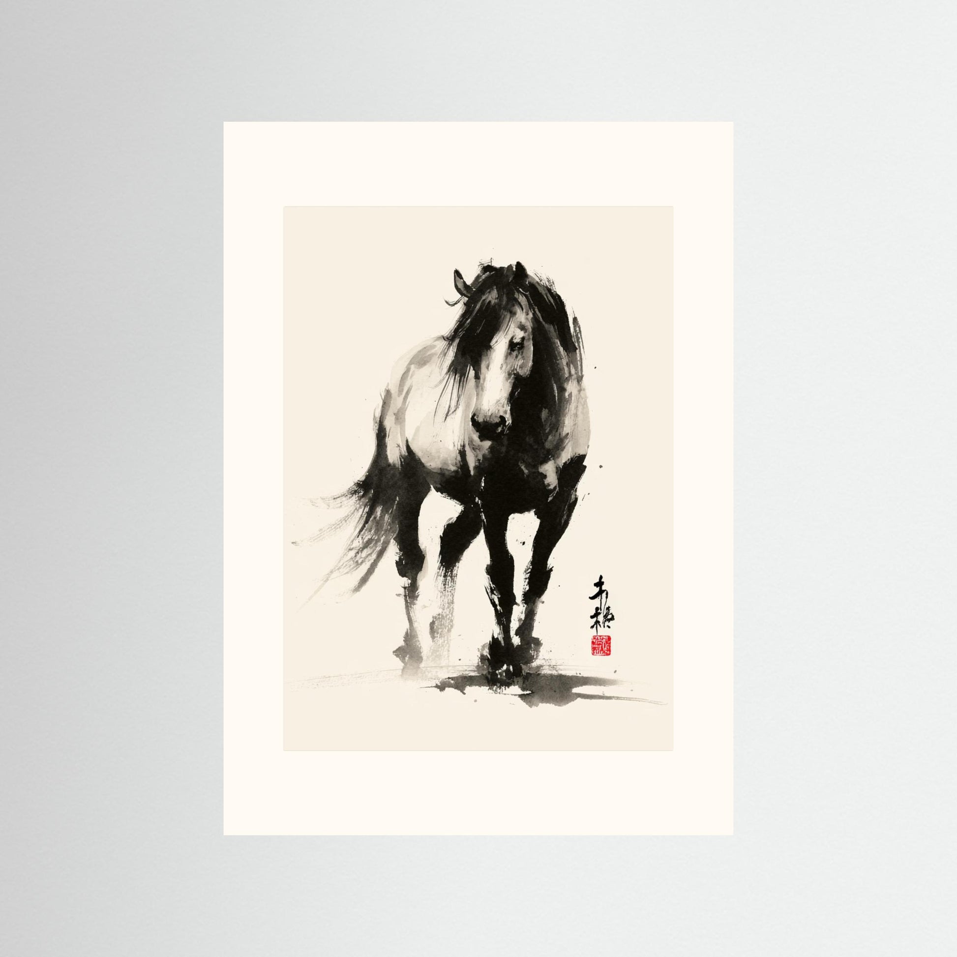 Unbroken Spirit – Minimalist Ink Horse Wall Art