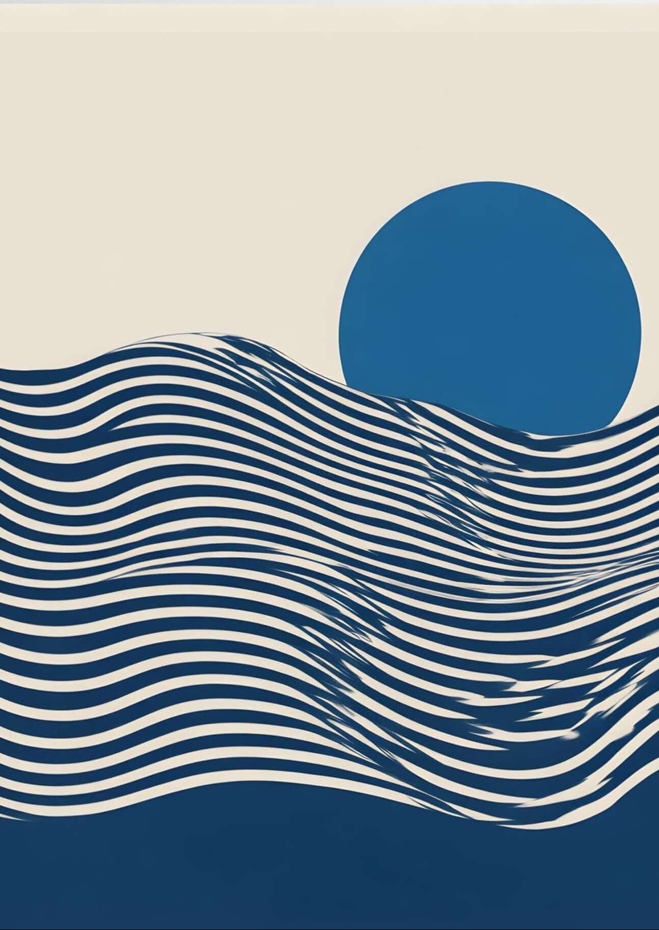Japandi minimalist wall art print-Indigo Horizon