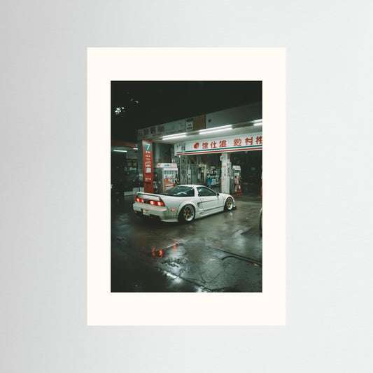 Japanese Night Gas Station Wall Art – JDM Street Scene Canvas Print