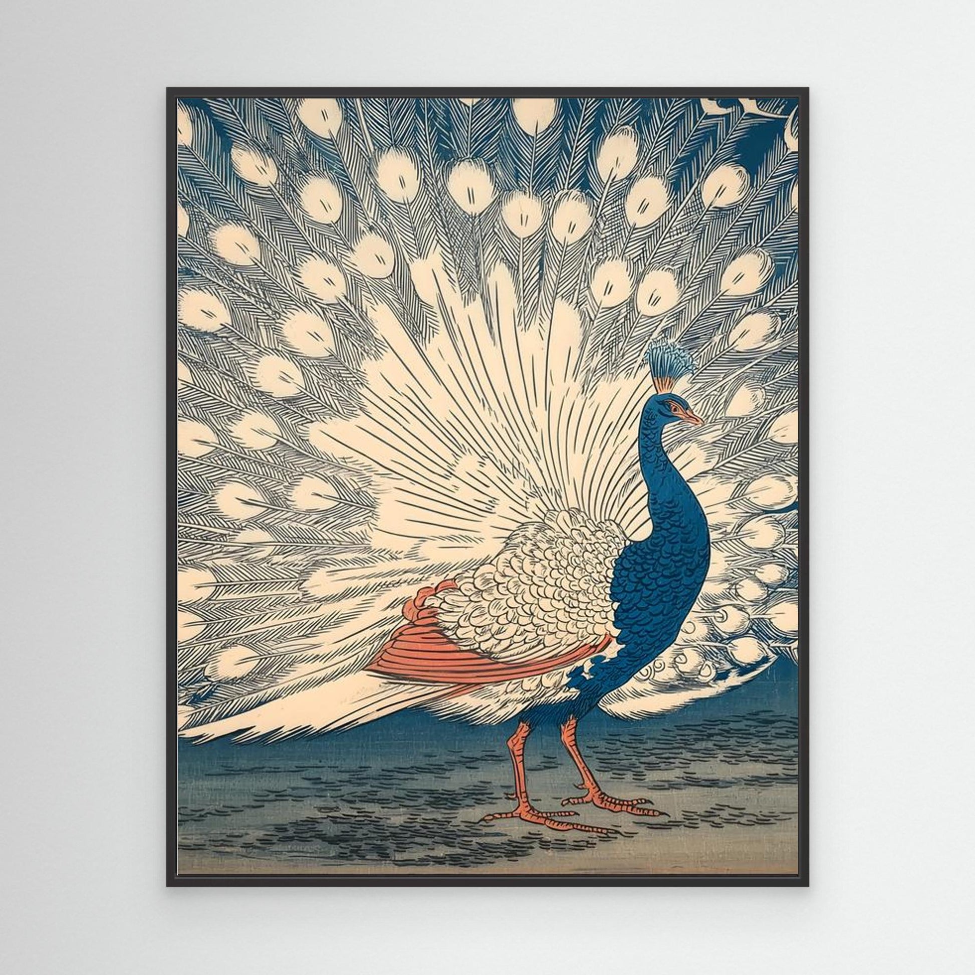 Peacock Ukiyo-e Art Print Japanese Woodblock Style