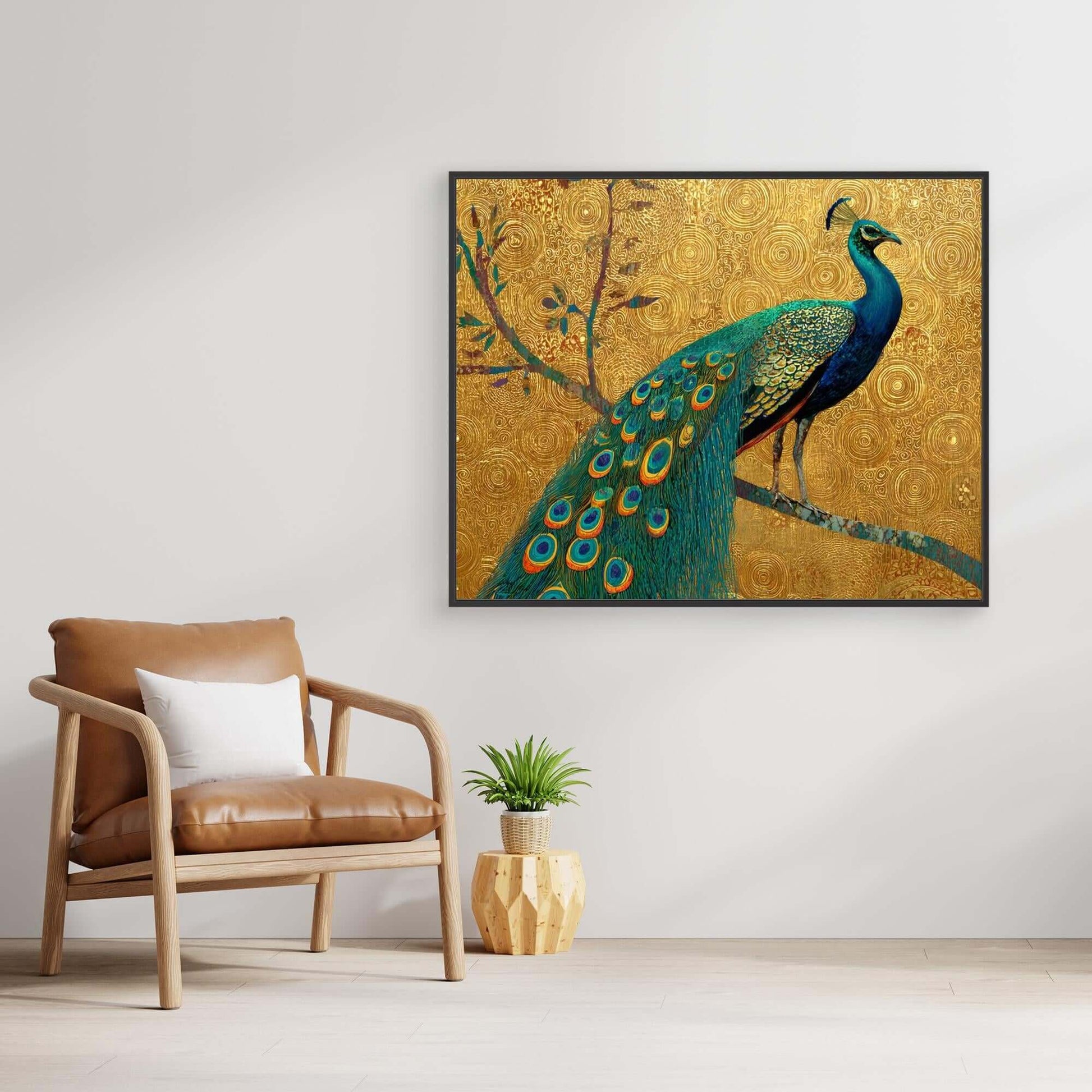 Art Nouveau Peacock Print | Klimt Style Gold Pattern Bird Art