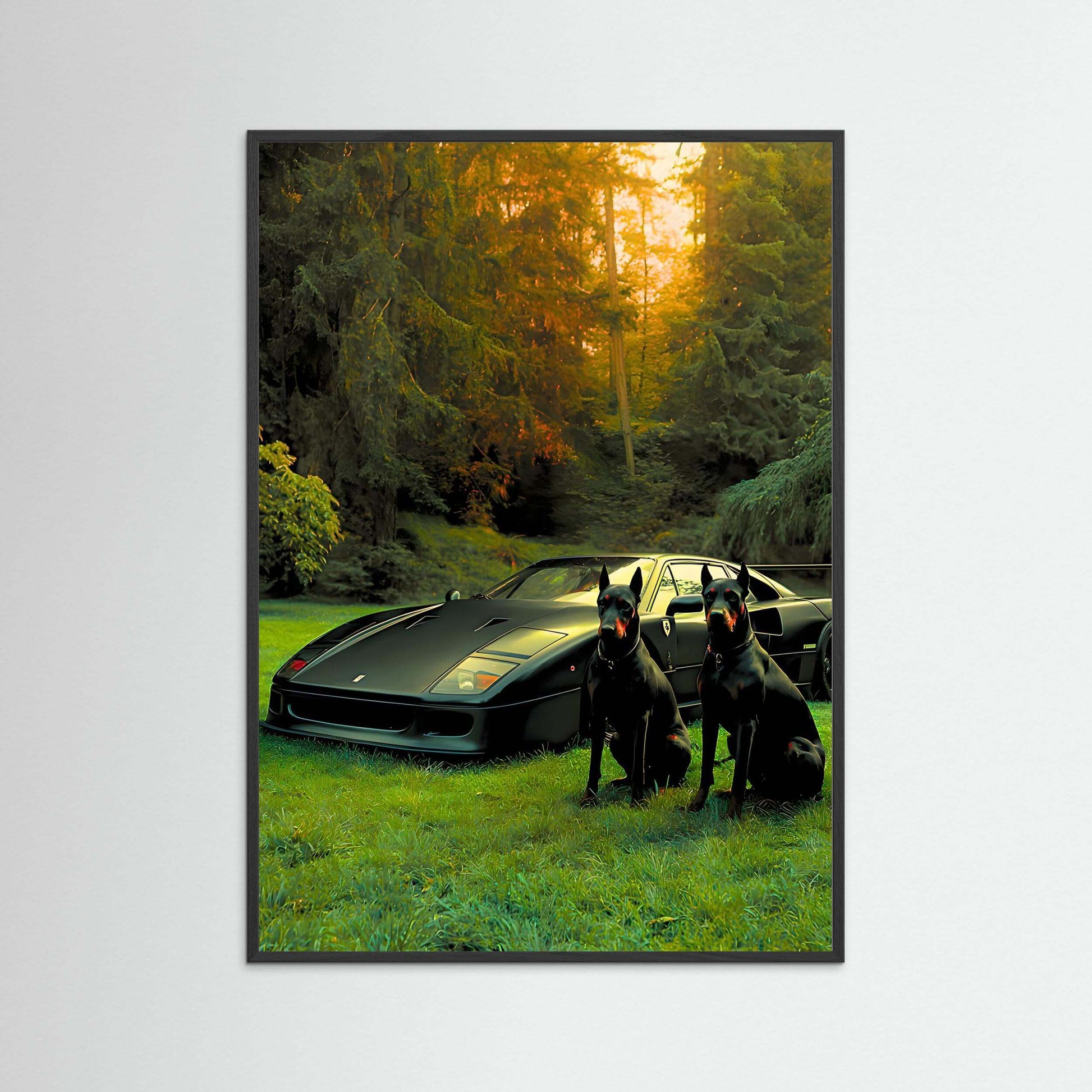 black supercar doberman wall art-Midnight Guardians Wall Art 