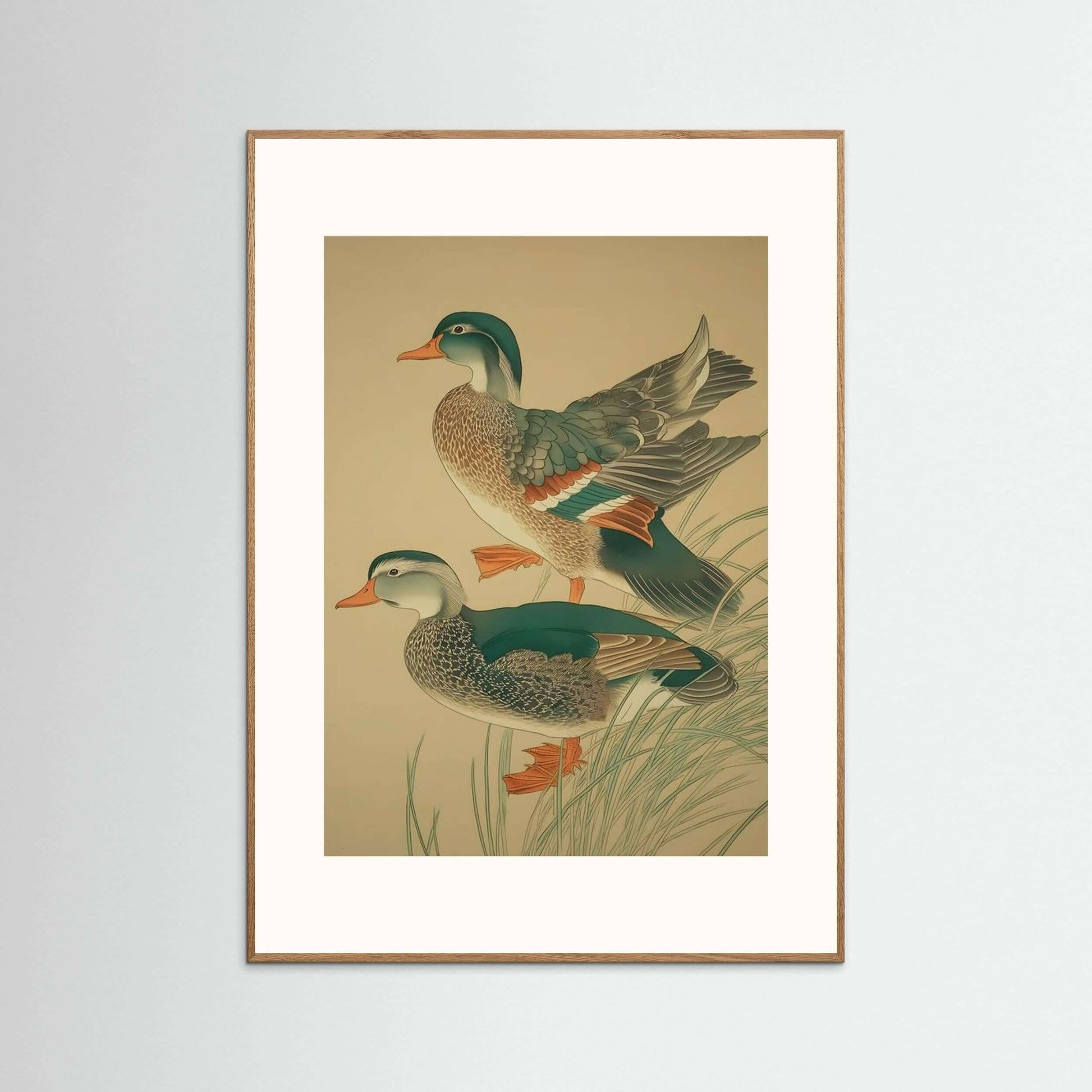 Twin Mandarins — Elegant Duck Pair Japanese-Style Wall Art