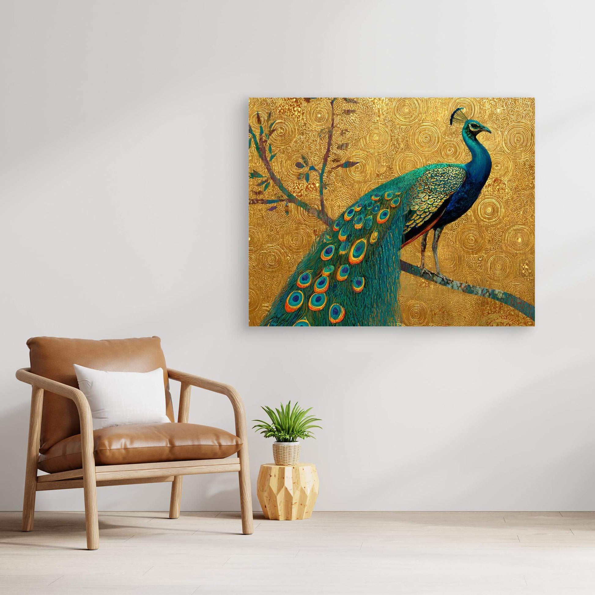Art Nouveau Peacock Print | Klimt Style Gold Pattern Bird Art