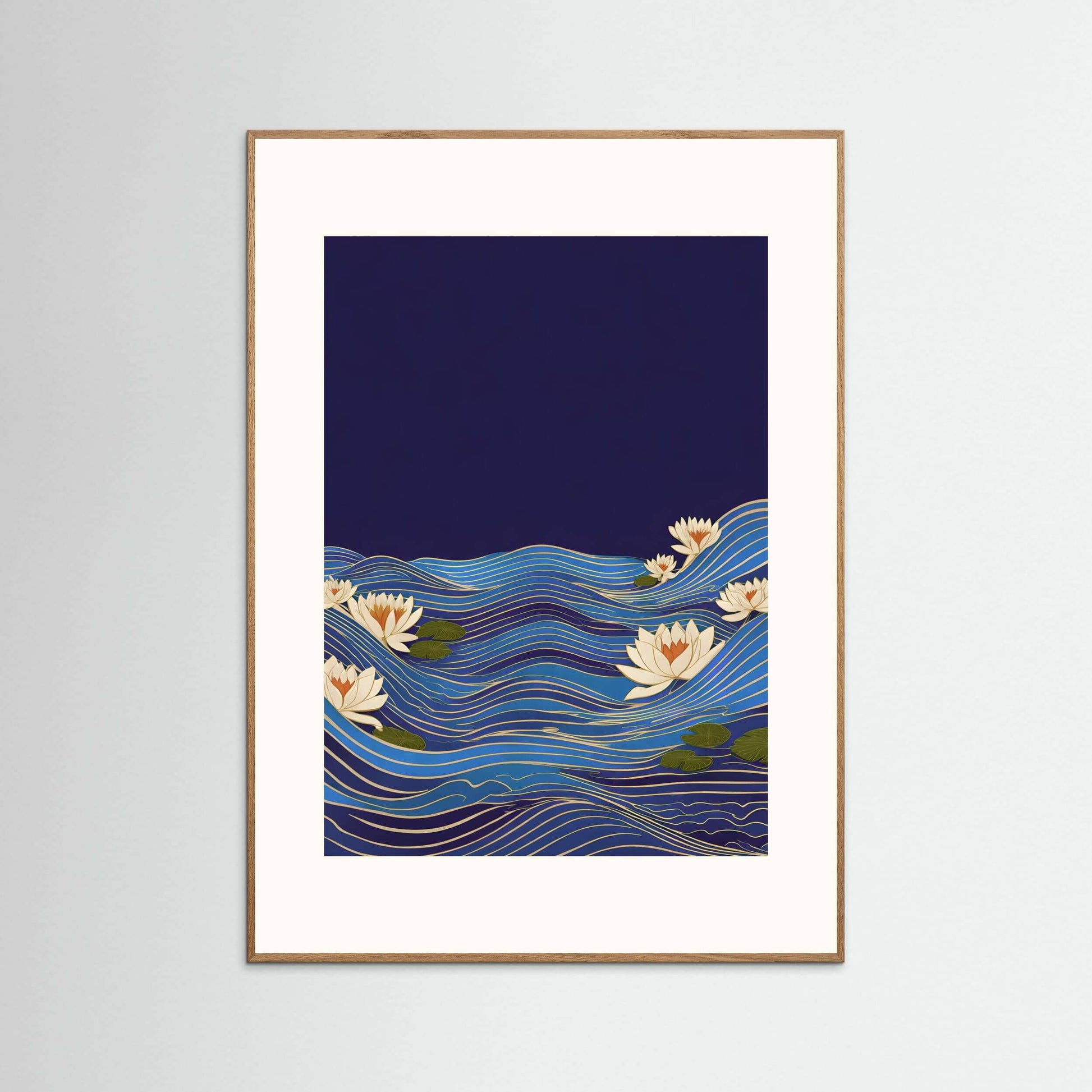  Japandi minimalist wall art print-Midnight Lotus Drift