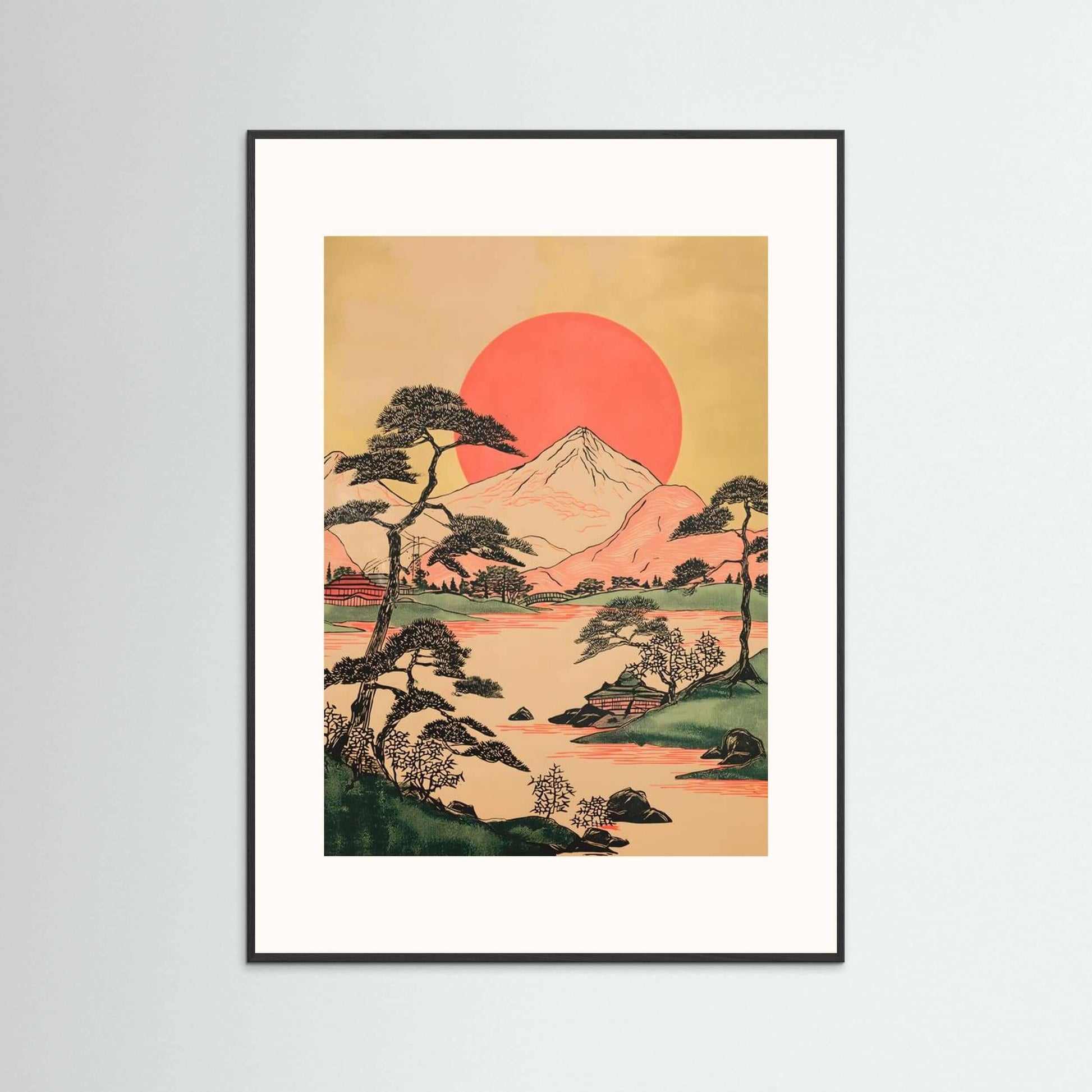 Rising Sun Over Fuji — Japanese Landscape Wall Art Print