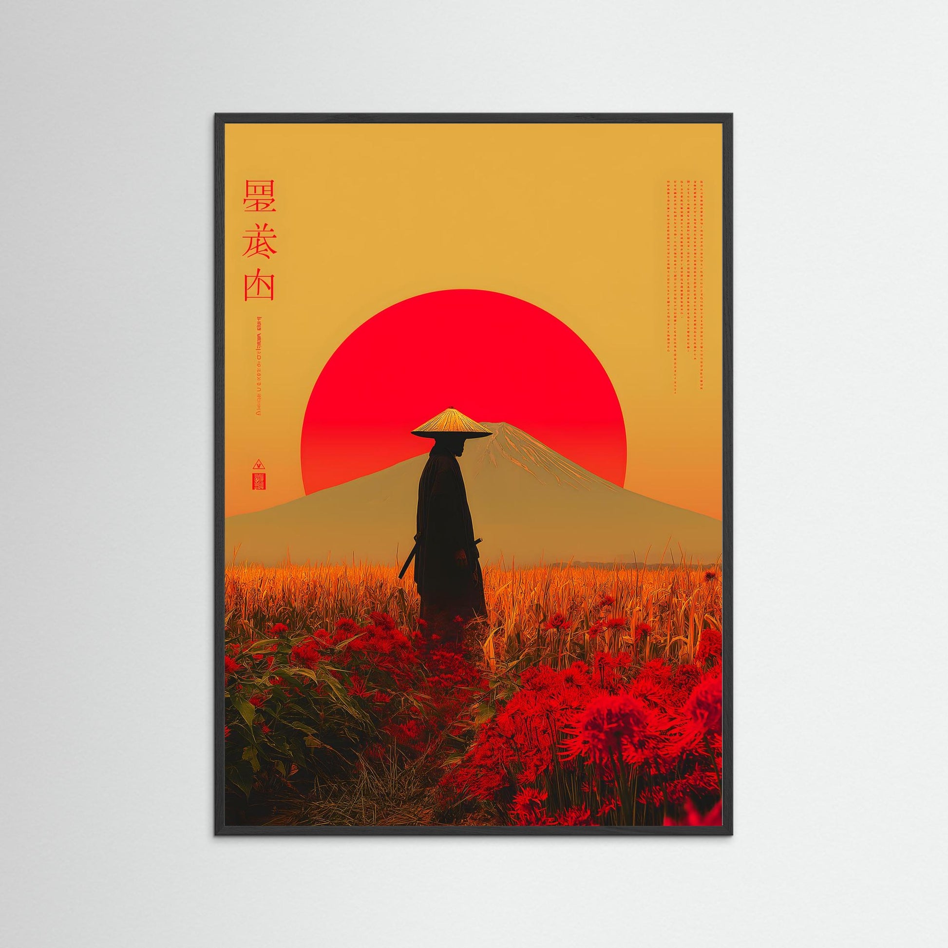 Japanese Samurai Sunset Wall Art – Modern Asian-Inspired Landscape Print