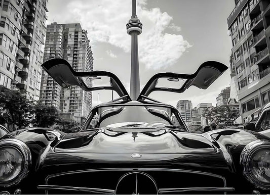 Monochrome Supercar Wall Art – Architectural City Luxury Print