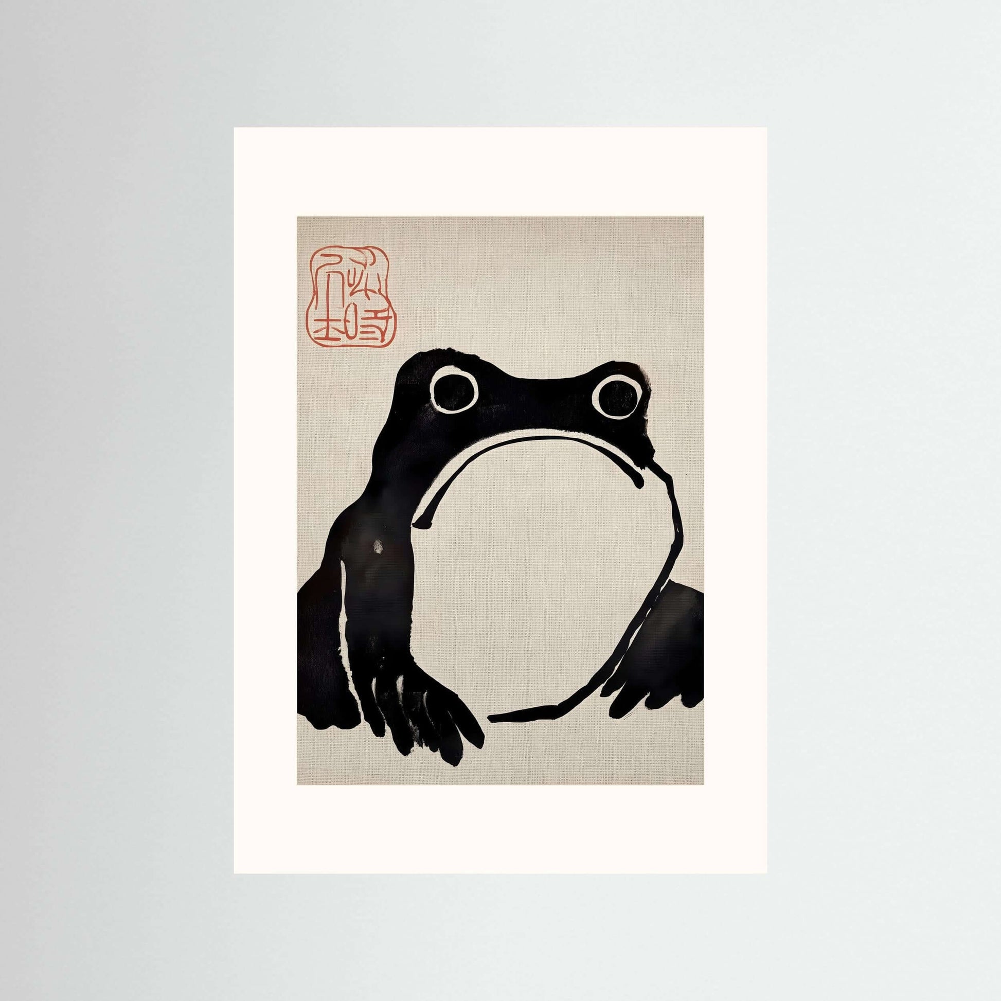 Japanese ink frog wall art-Zen Frog 