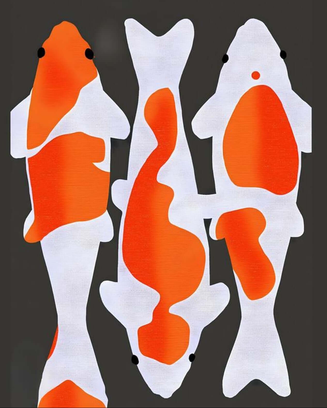 Abstract Koi Fish Art | Minimalist Orange White Print