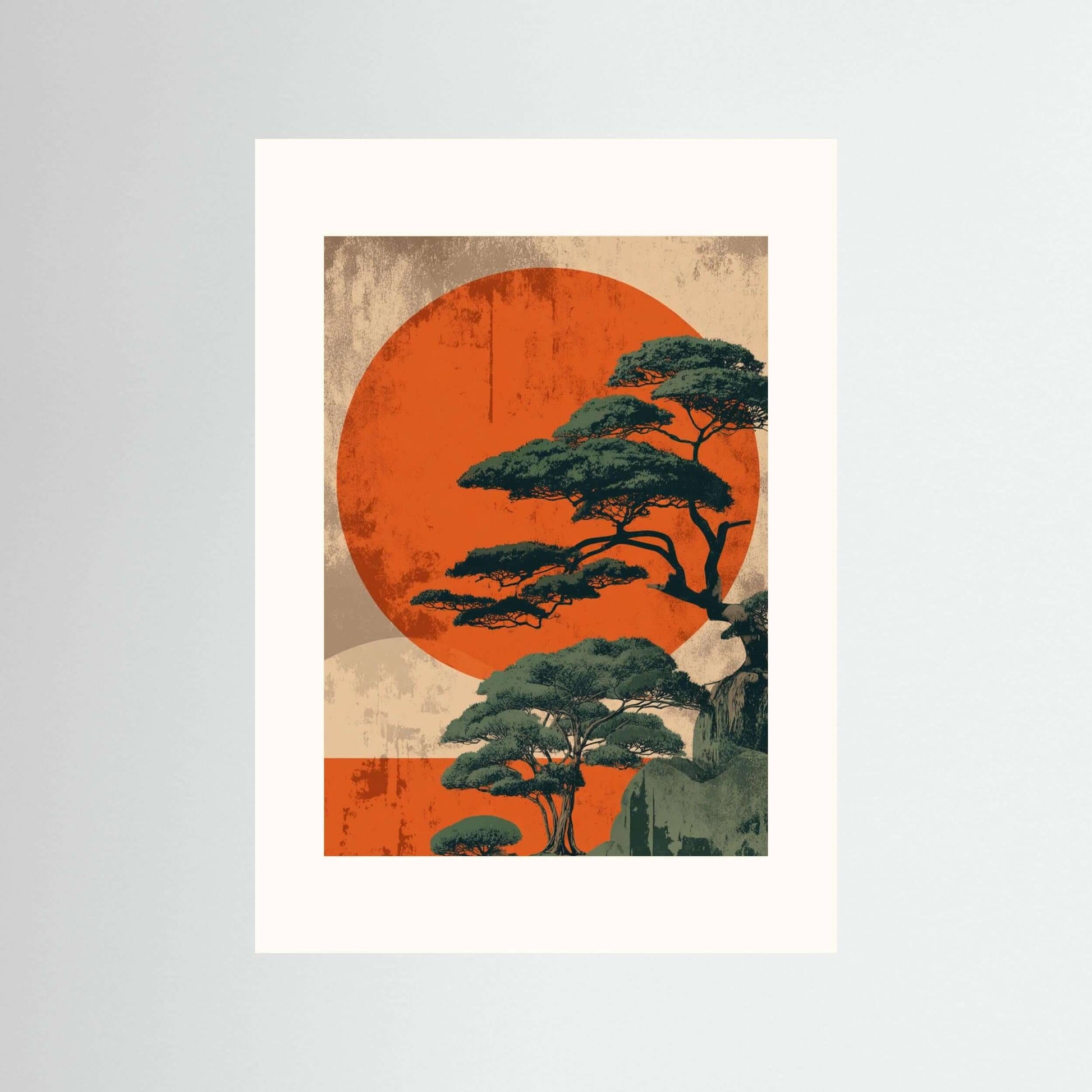  Japandi pine tree wall art-Enduring Stillness 