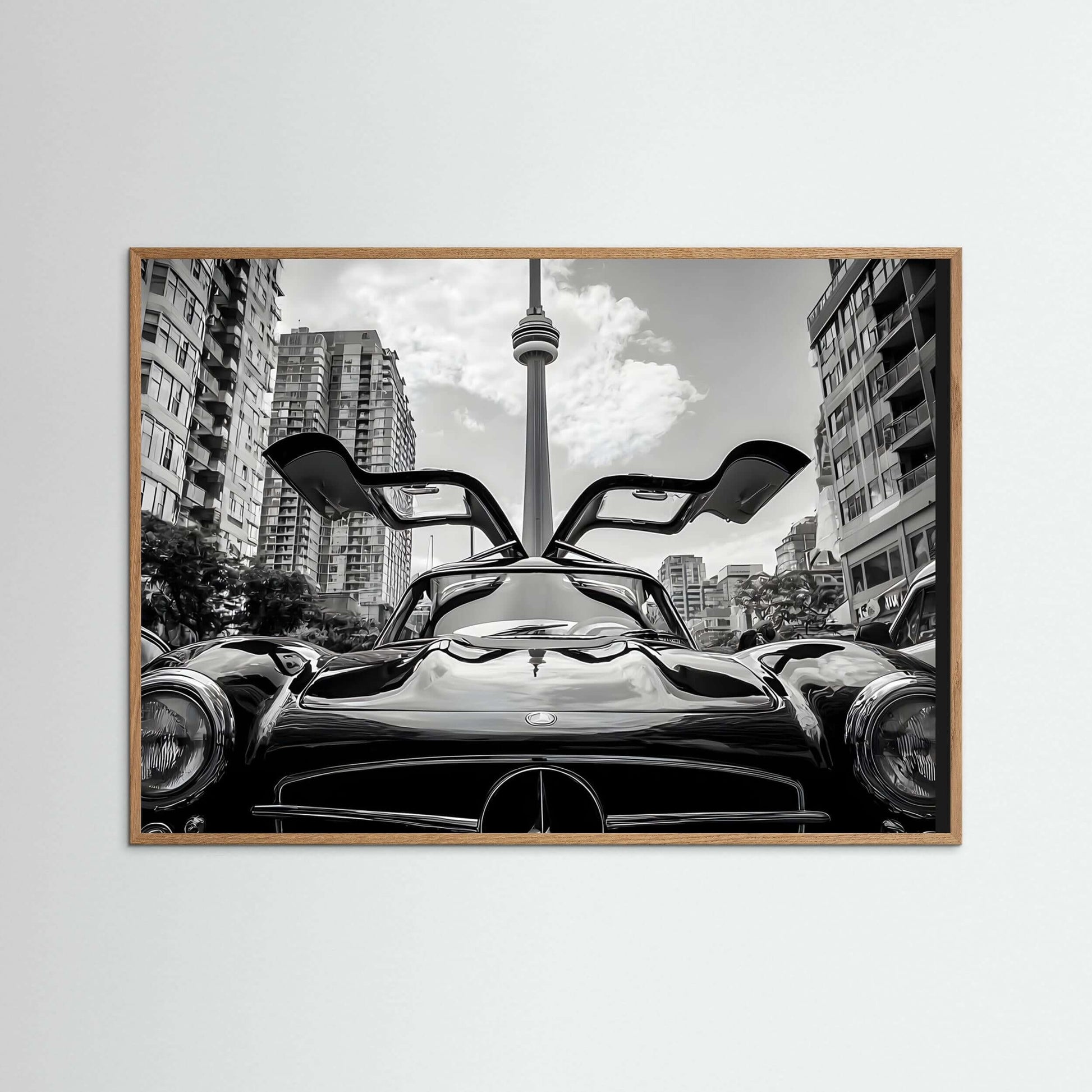Monochrome Supercar Wall Art – Architectural City Luxury Print