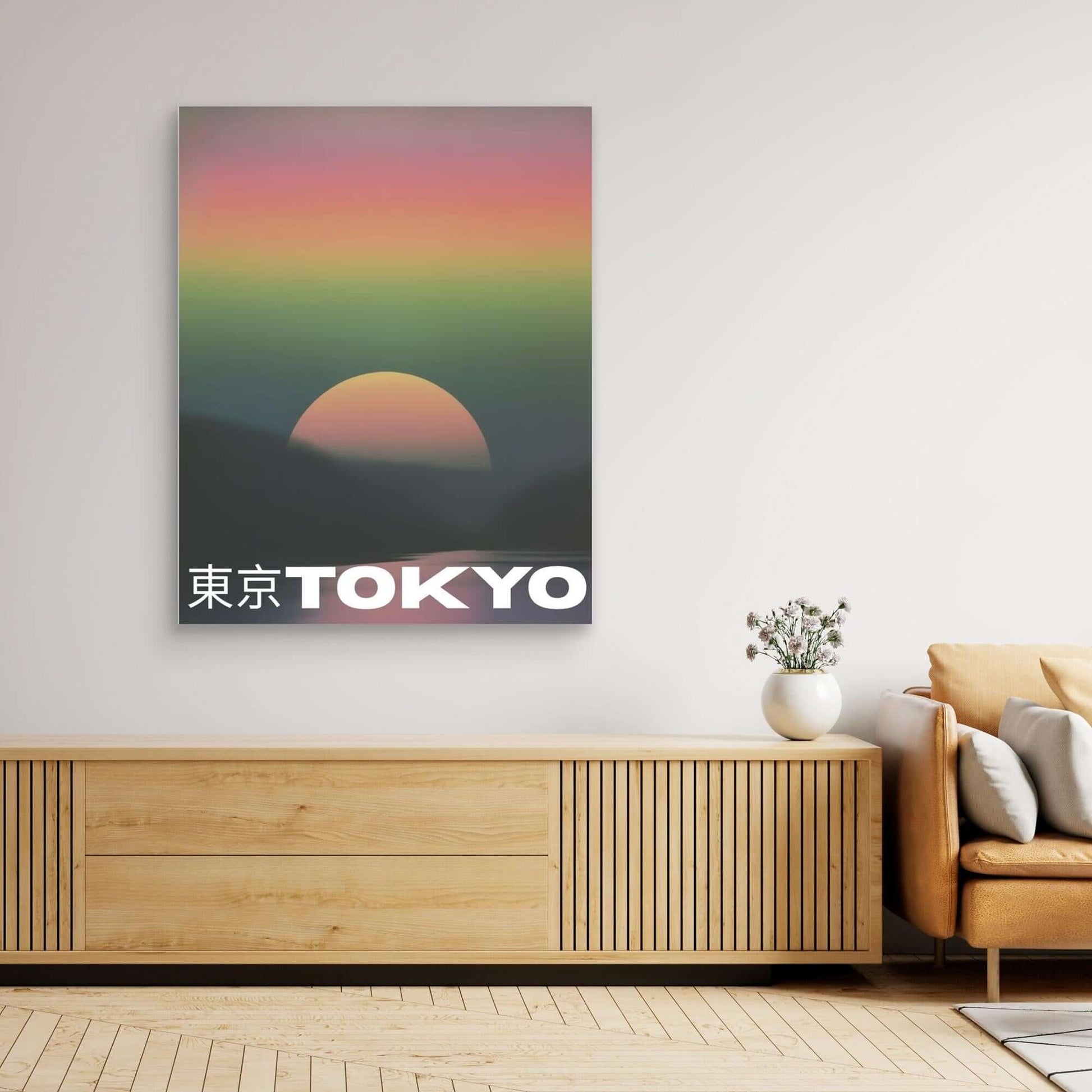 Tokyo Sunset Canvas Art Print | Japanese Cityscape Gradient Poster