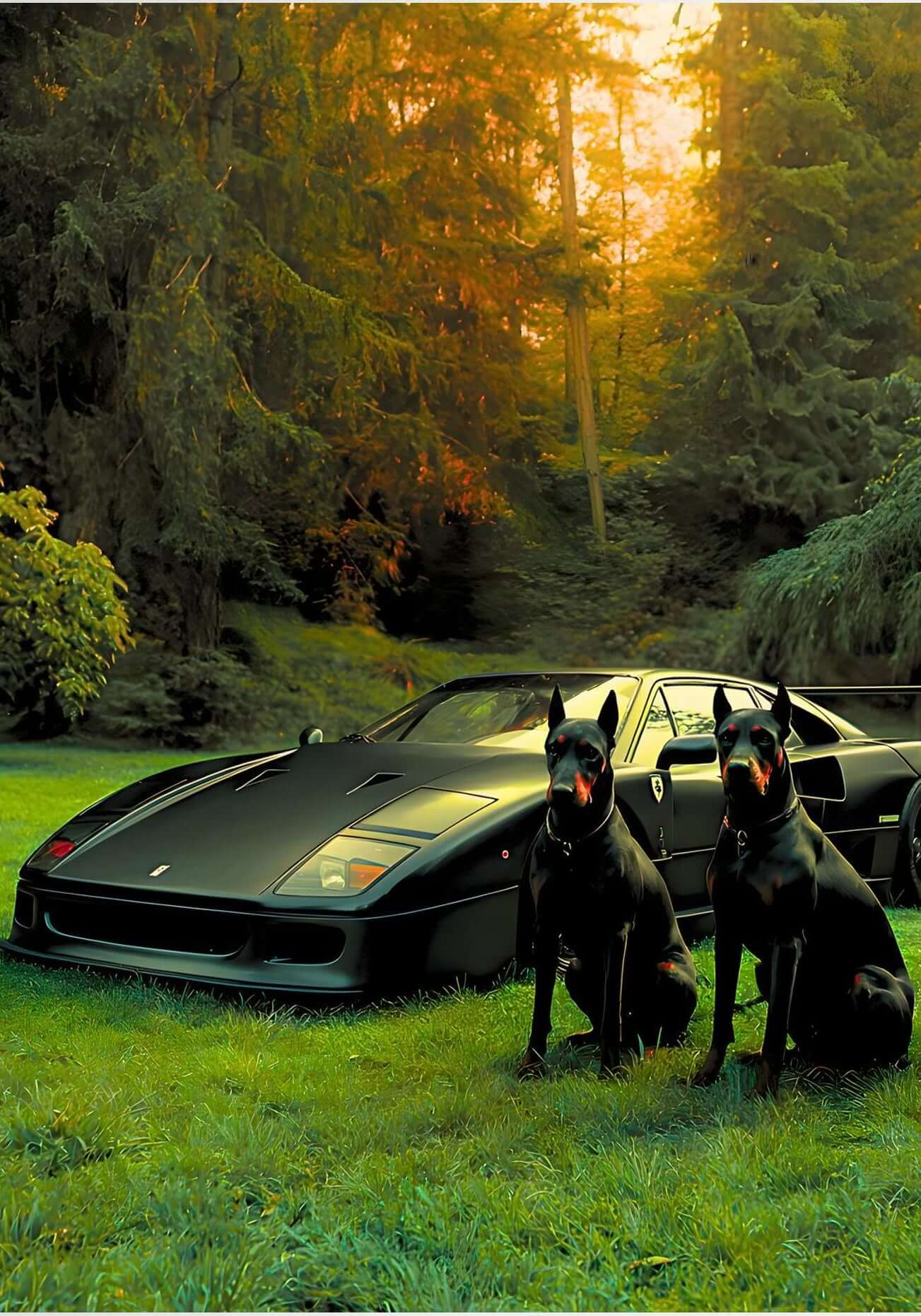 black supercar doberman wall art-Midnight Guardians Wall Art 