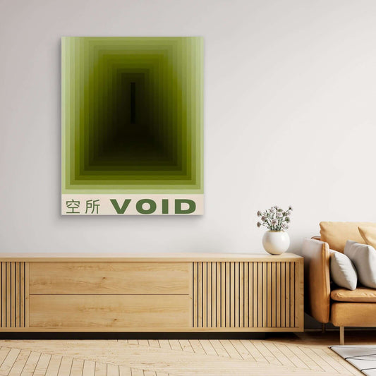 Japanese Minimalist Abstract Art Canvas | Green Gradient Void Print