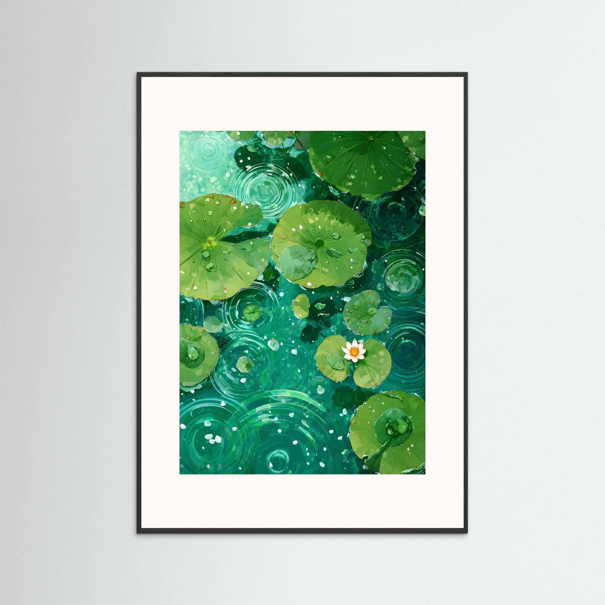 japandi lotus pond wall art-Still Water Garden