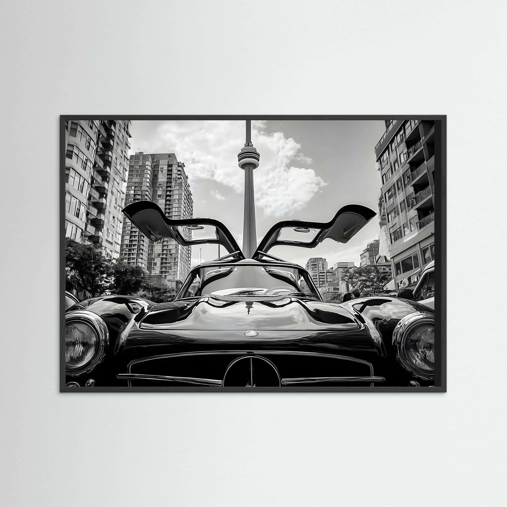 Monochrome Supercar Wall Art – Architectural City Luxury Print