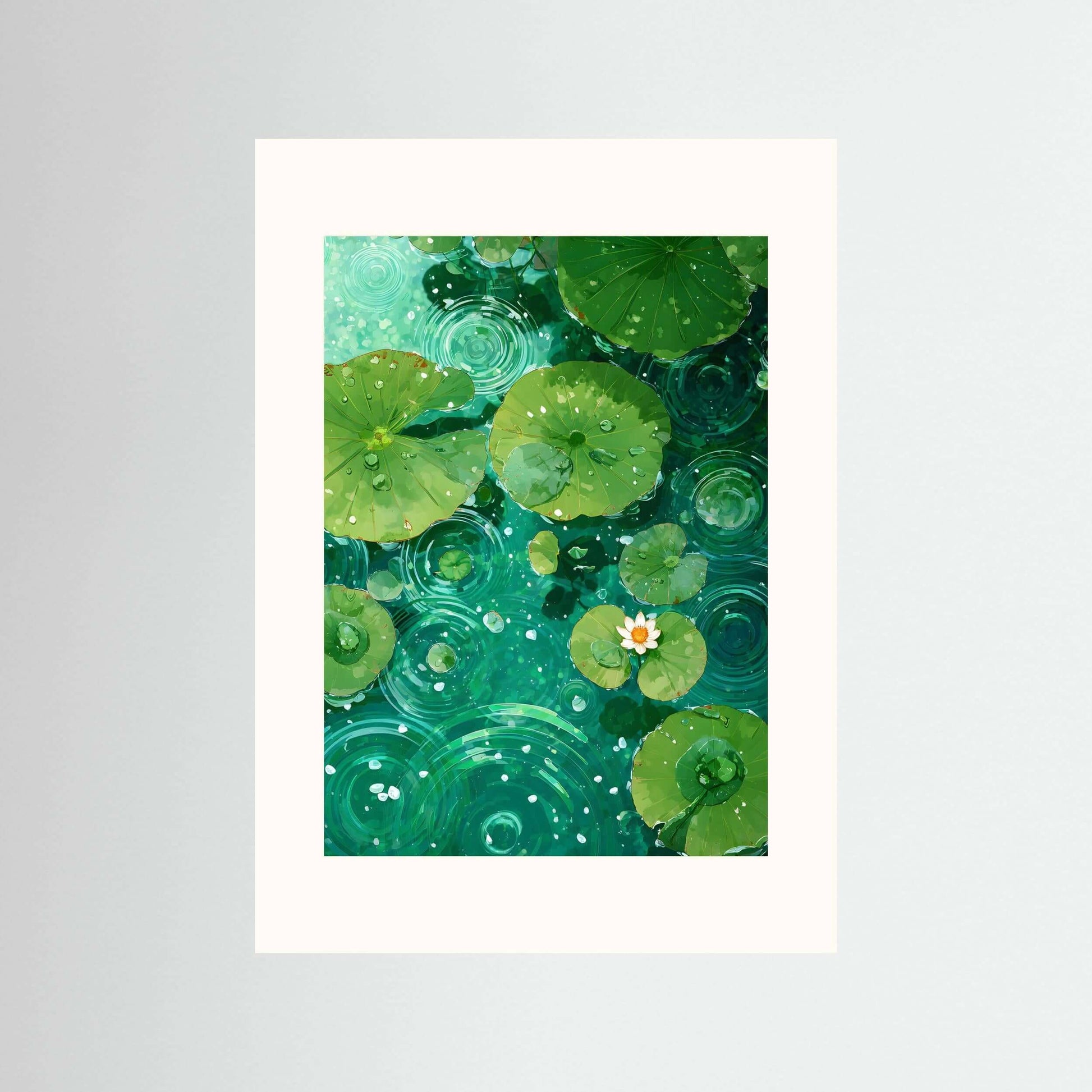 japandi lotus pond wall art-Still Water Garden