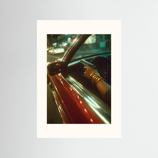 Midnight Drive Tension Wall Art – Cinematic Noir Car Canvas Print