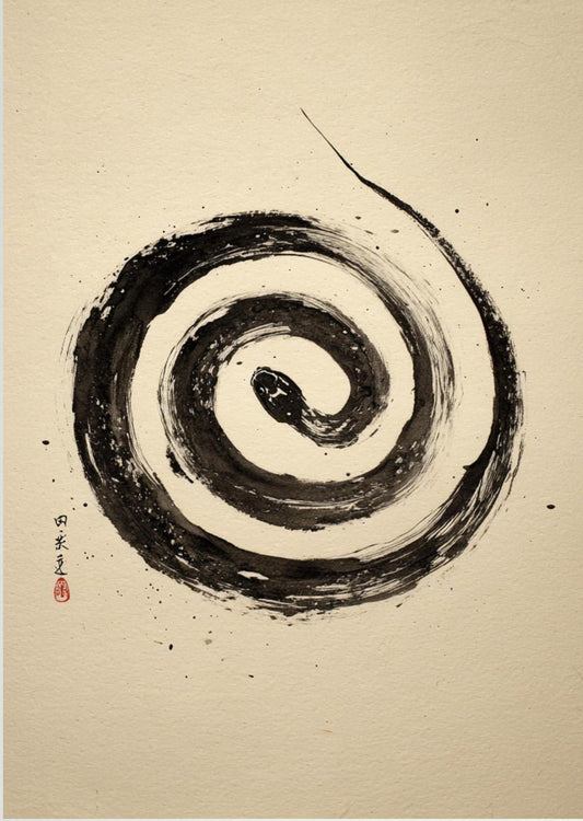 Coiled Silence – Minimalist Ink Snake Wall Art